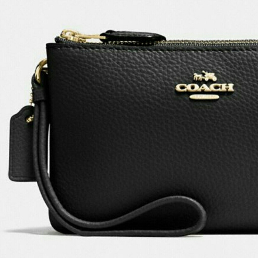 {SOLD}❤️COACH LEATHER DOUBLE ZIP WRISTLET ❤️❤️ - Picture 5 of 6